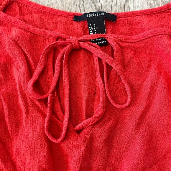 Womens Forever 21 Dark Orange Cropped Blouse - S - Picture 3 of 8